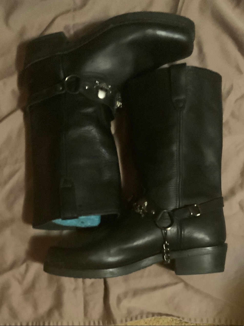 dingo Black Leather Harness Mid-Calf Boots